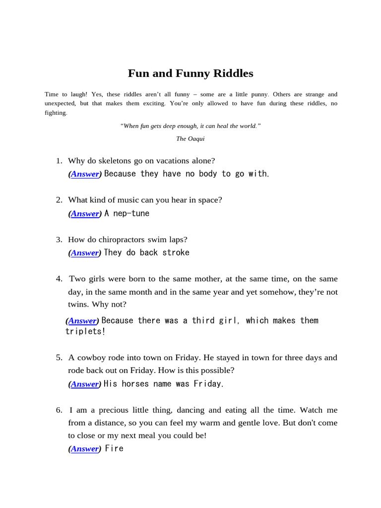 Riddles 6 | PDF