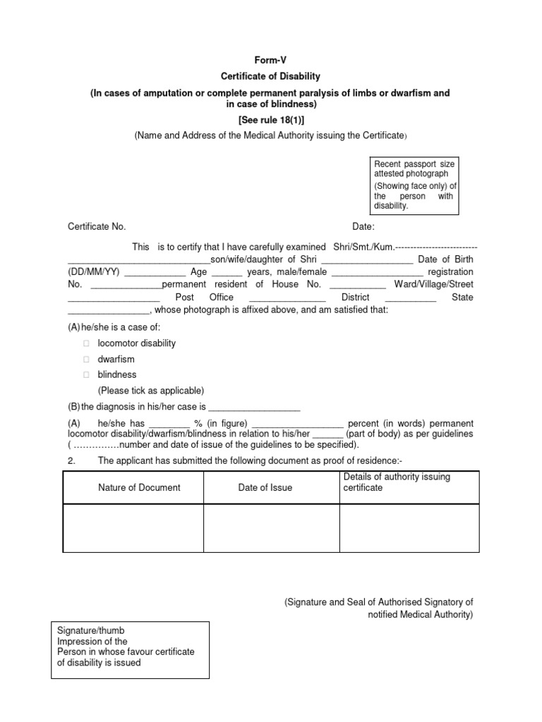 Disability Certificate Application Forms | PDF | Disability | Hearing Loss