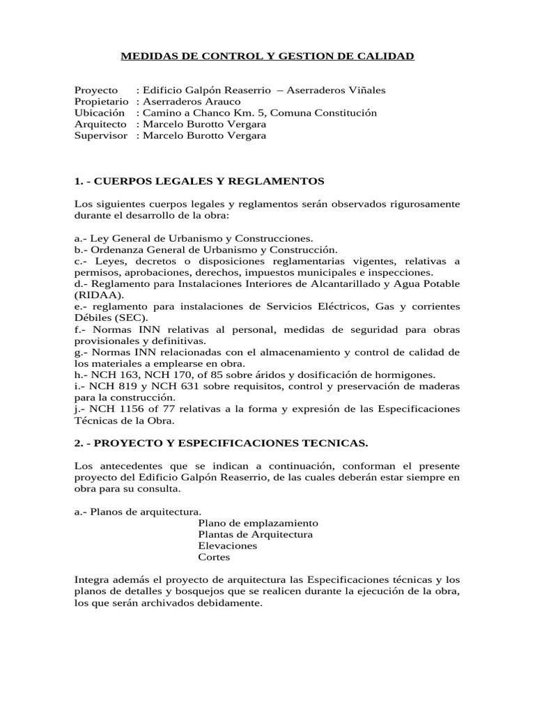 Control y Gestión de Calidad en Construcción | PDF | Arquitecto ...
