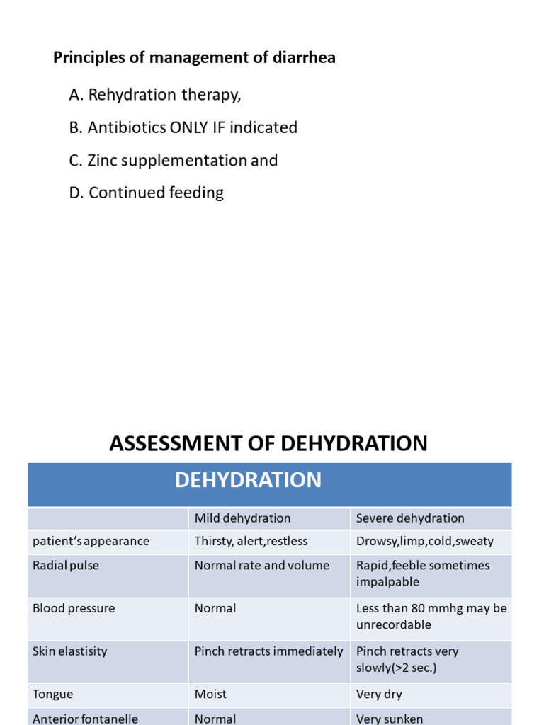 Diarrhea Management and ORS Guidelines | PDF | Dehydration | Medical ...