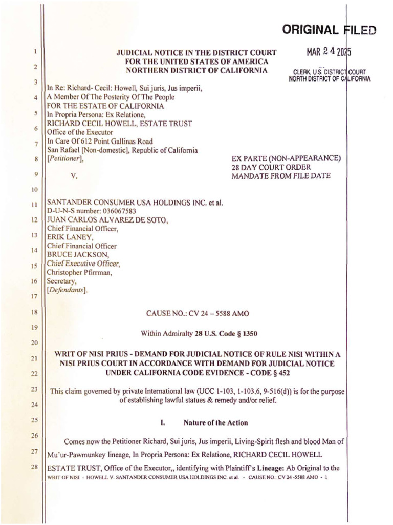 Writ of Nisi Prius - Demand For Judicial Notice of Rule Nisi Within A ...