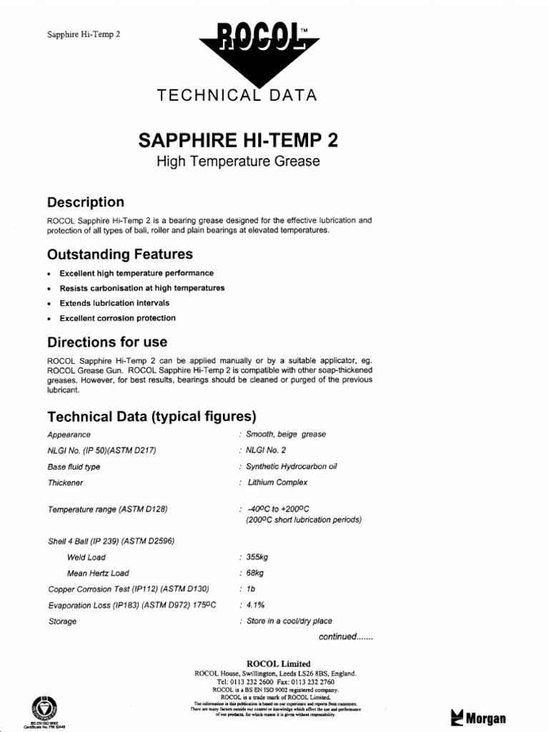 ITW Rocol Sapphire Hi-Temp 2 - FISPQ IMPRESSA NO LIVRO | PDF