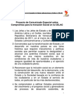 Comunicado especial sobre el compromiso para la inclusión social en la Celac
