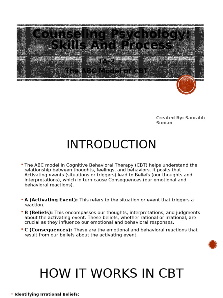 ABC Model in Cognitive Behavioral Therapy | PDF | Cognitive Behavioral ...