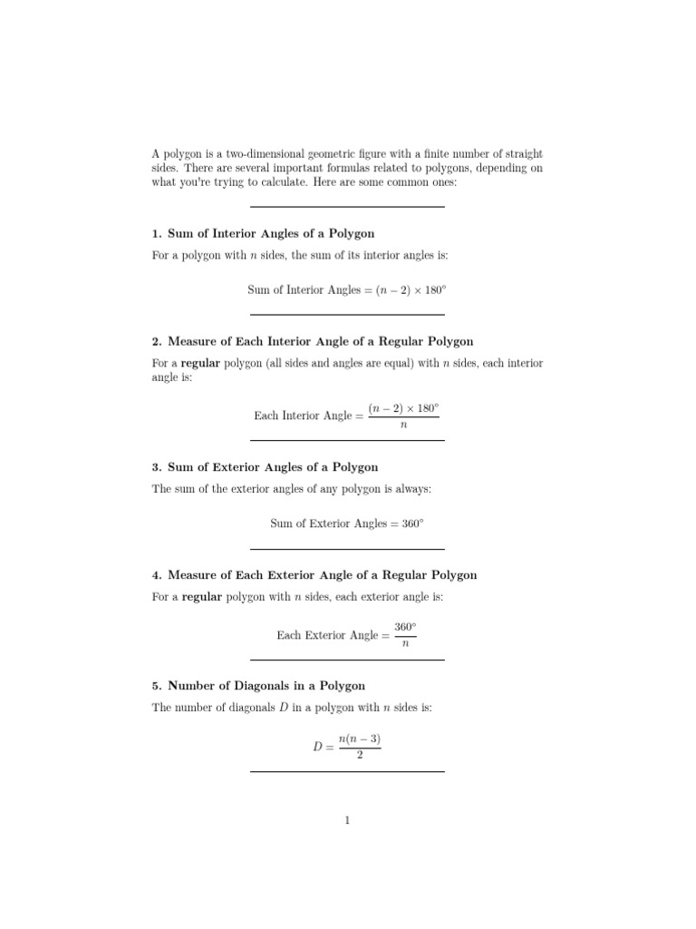 Polygon Formulas and Calculations Guide | PDF