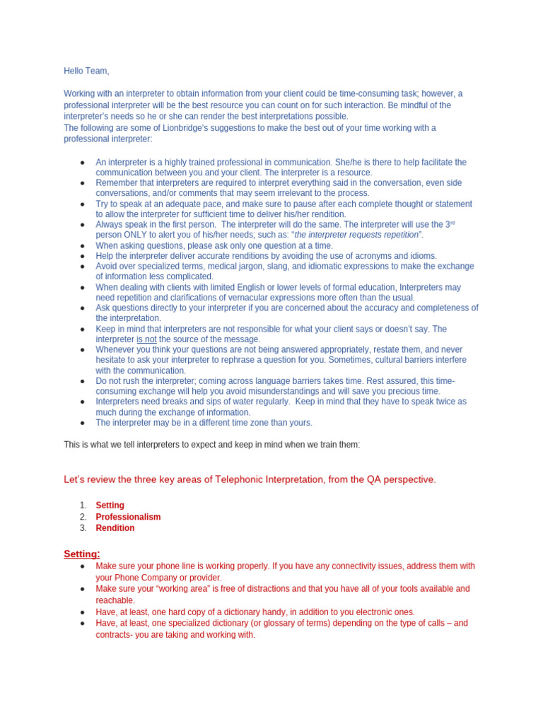 Best Practices for Working with Interpreters | PDF | Language ...