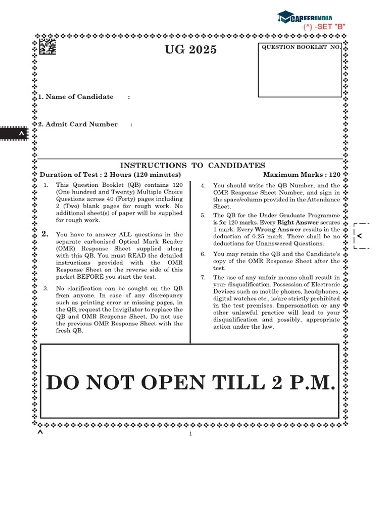 Clat Question Paper Set B 2025 2471 | PDF