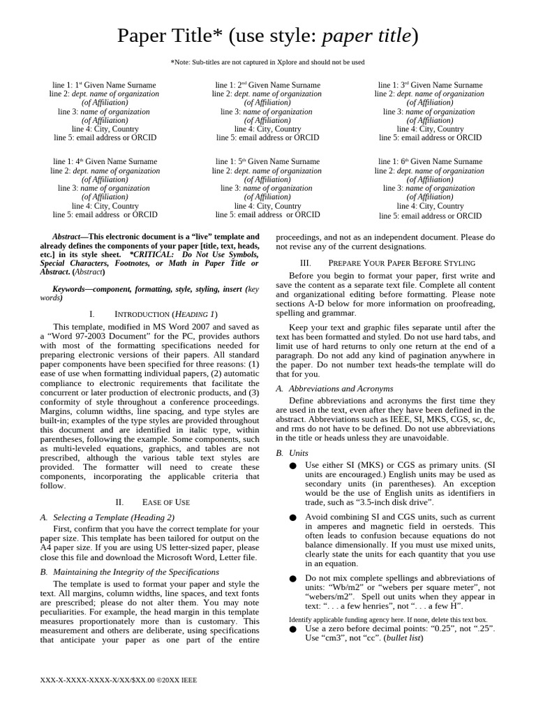 Paper Formatting Template Guide | PDF | International System Of Units ...
