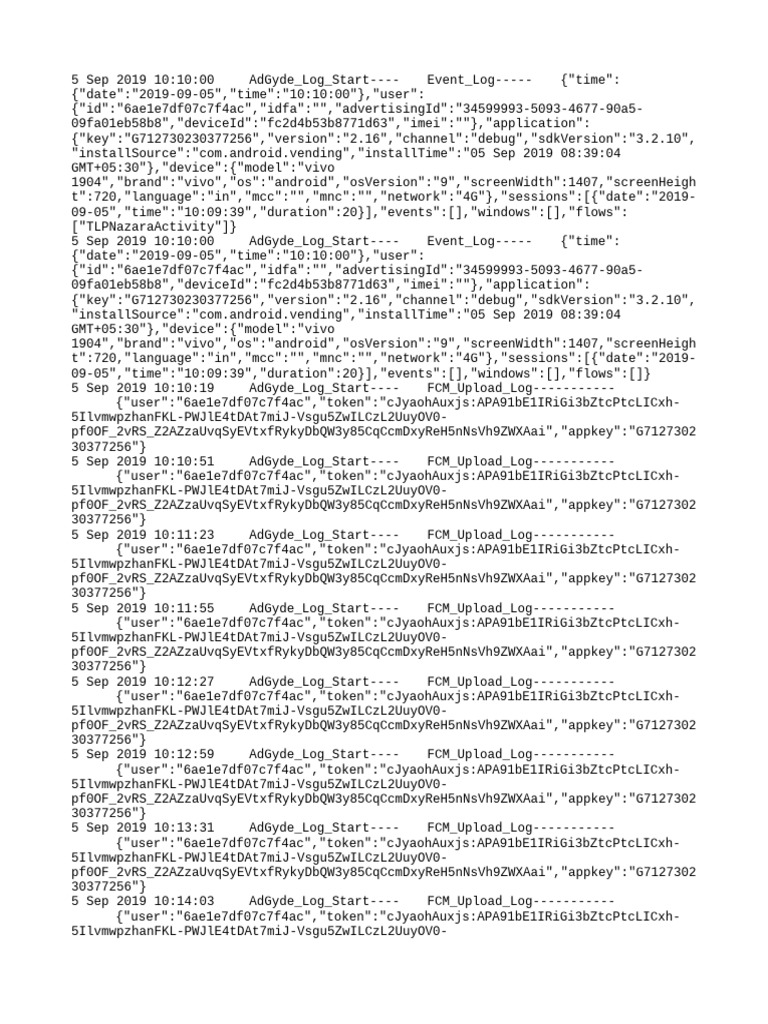 AdGyde Event and FCM Logs Analysis | PDF | Android (Operating System ...