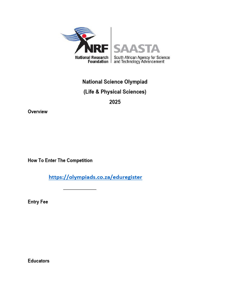 National Science Olympiad 2025 Guide | PDF