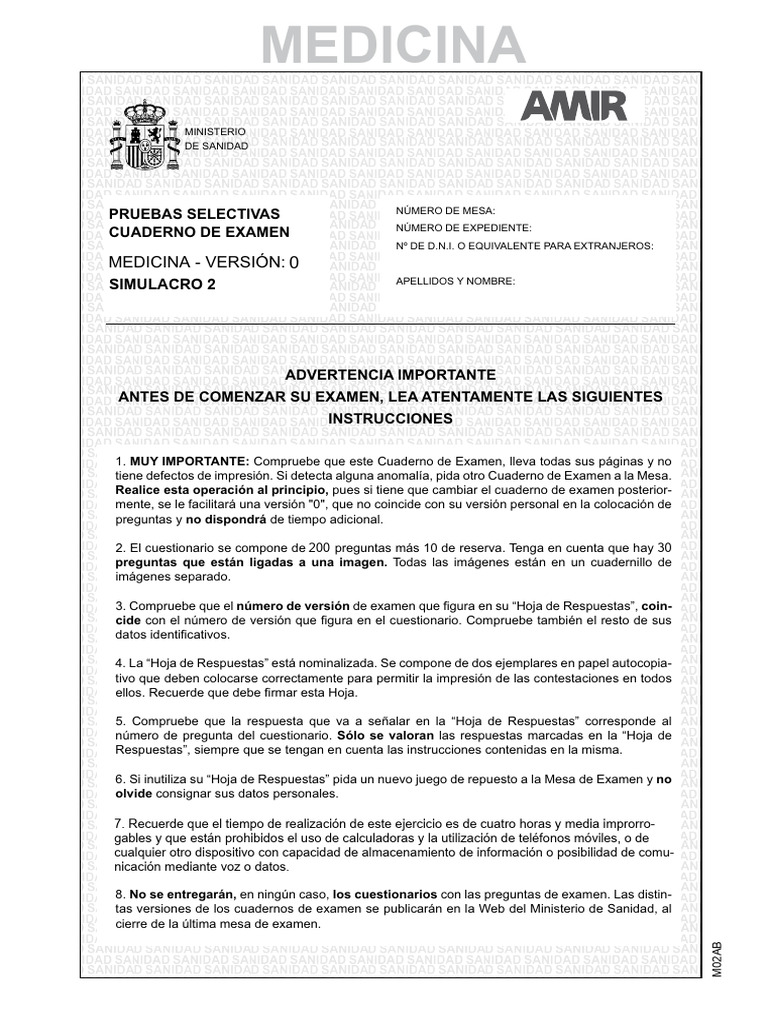SM PR 02 MIR2026 | PDF | Especialidades Medicas | Enfermedades y trastornos