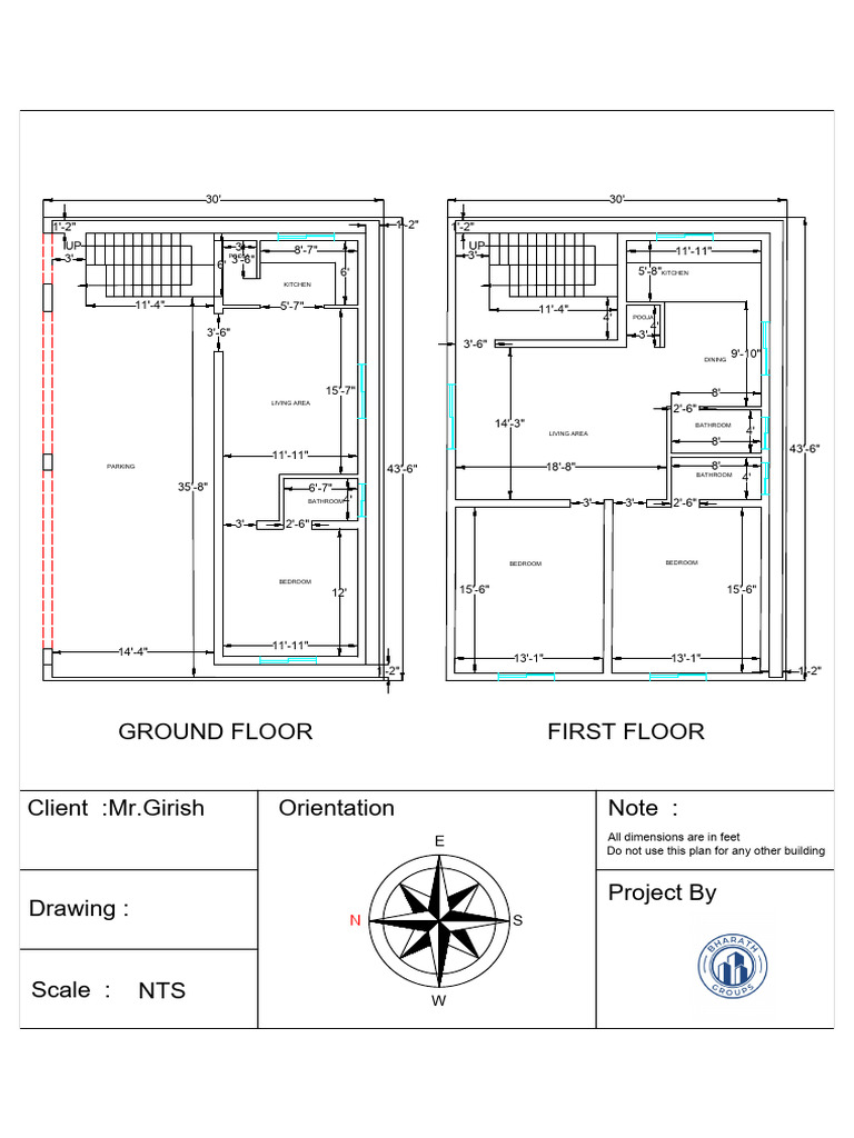 MR Girish Ground and First Floor Plan New-1 | PDF | Home | Room