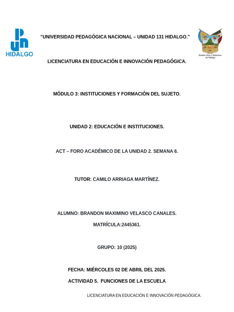 Funciones de la Escuela en la Educación | PDF | Plan de estudios | Escuelas