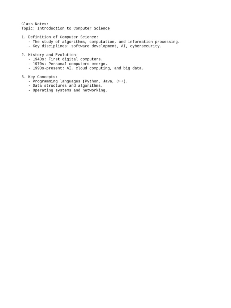 Class Notes | PDF