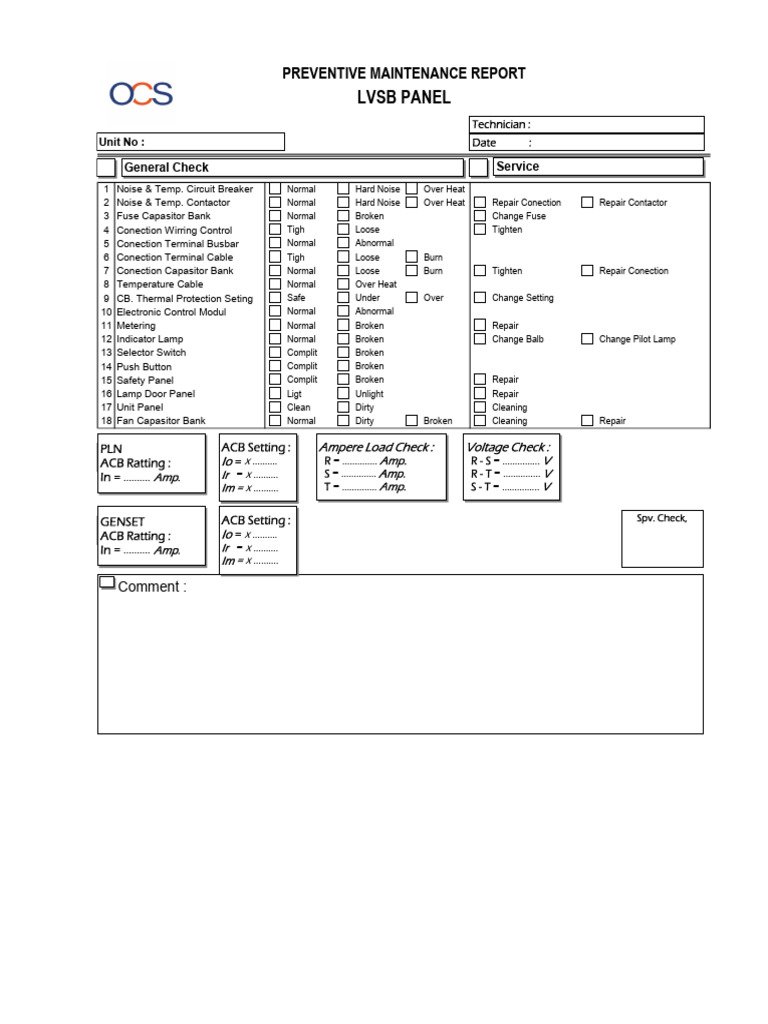 LVSB Panel: Preventive Maintenance Report | PDF | Fuse (Electrical ...