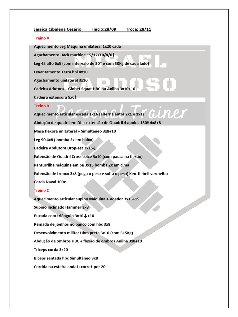 Treino de Força e Abdominais HBC | PDF