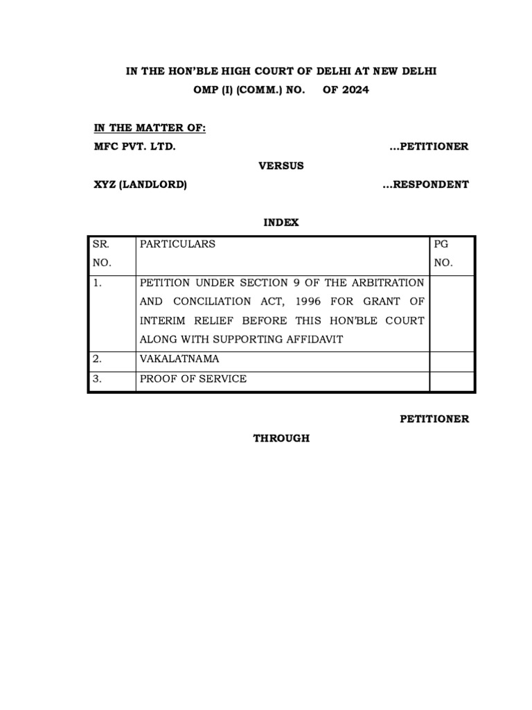 Section 9 Arbitration Petition for Relief | PDF | Arbitration | Lease