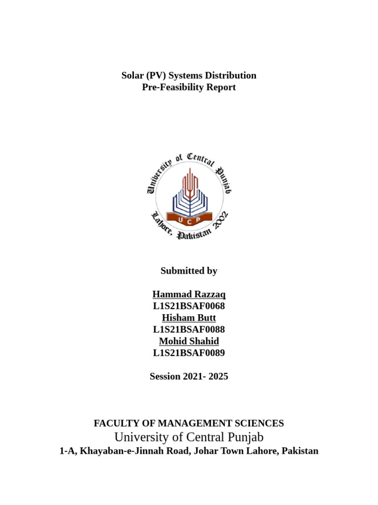 Solar PV Systems Pre-Feasibility Report | PDF | Photovoltaics ...