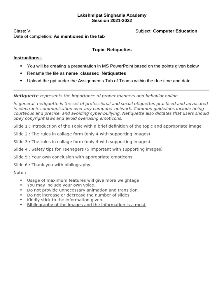 Wk29 - 06 - CE - PR Assignment On Netiquettes | PDF