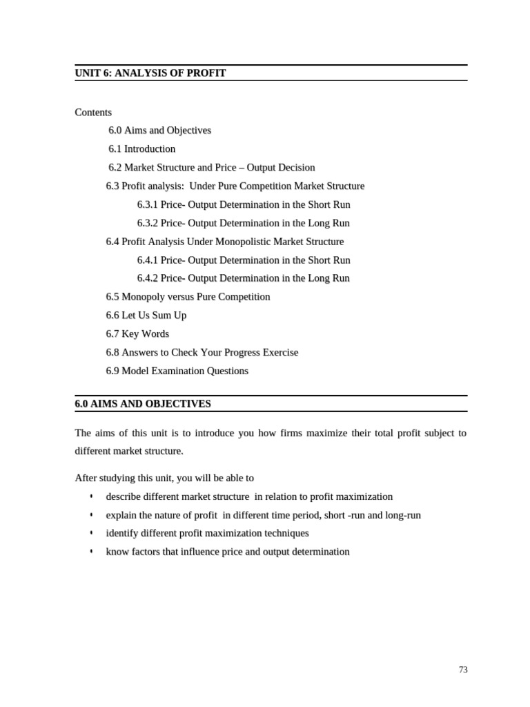 Profit Analysis in Market Structures | PDF | Profit (Economics ...