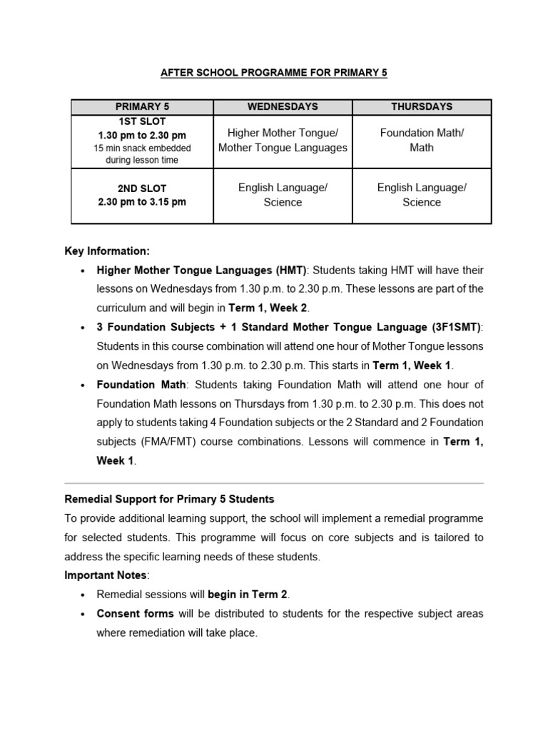 After School Programme-P5 | PDF