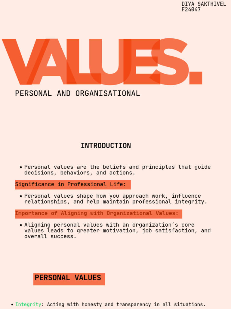 Aligning Personal and Organizational Values | PDF
