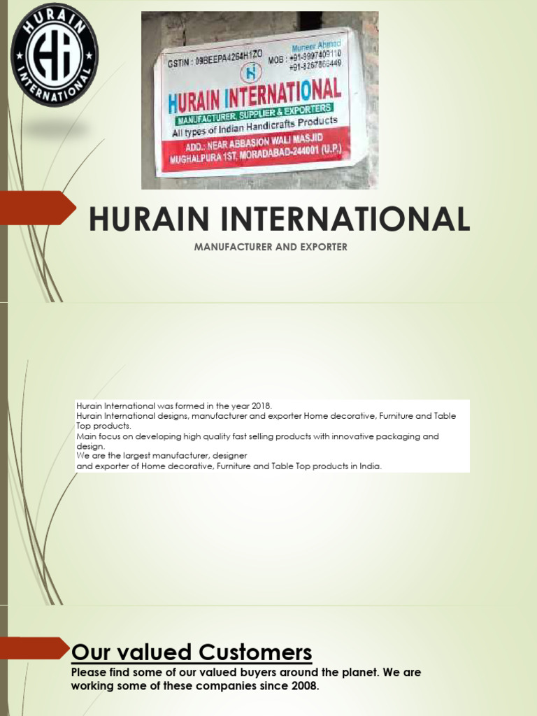 Hurain International - Company Profile | PDF | Interior Design