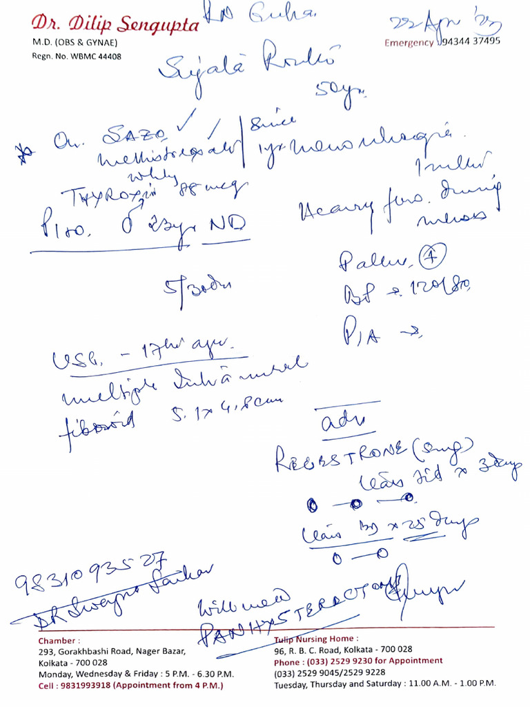 Gynecologist Prescription Details | PDF
