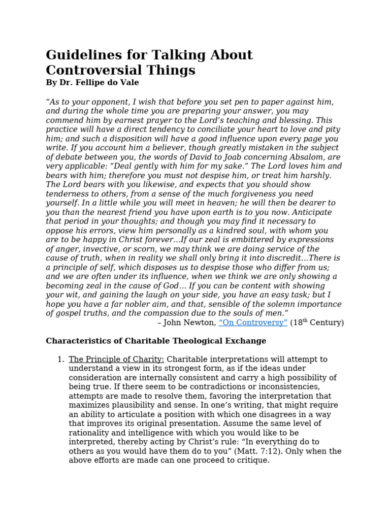 Guidelines For Talking About Controversial Things PDF Truth