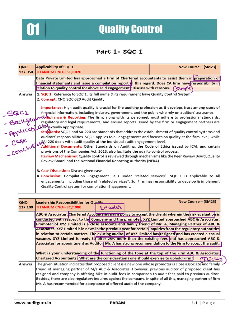 SQC 1 Quality Control in Auditing | PDF | Audit | Auditor's Report