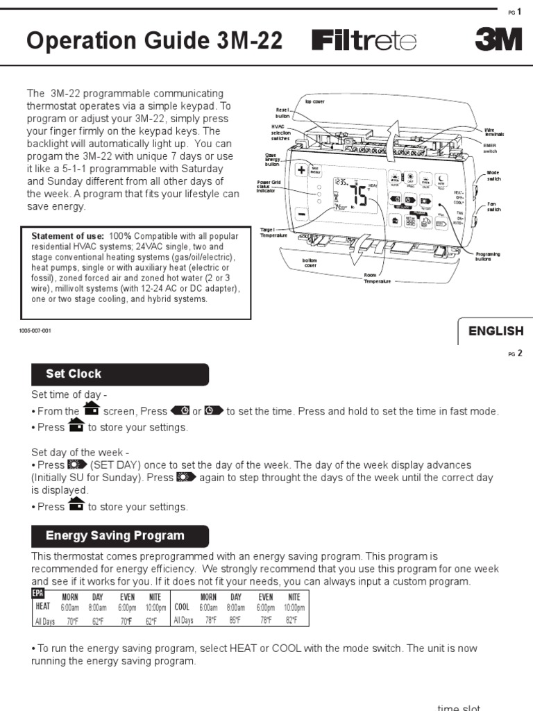 3M 22 Operation 10may10 | Heat Pump | Thermostat