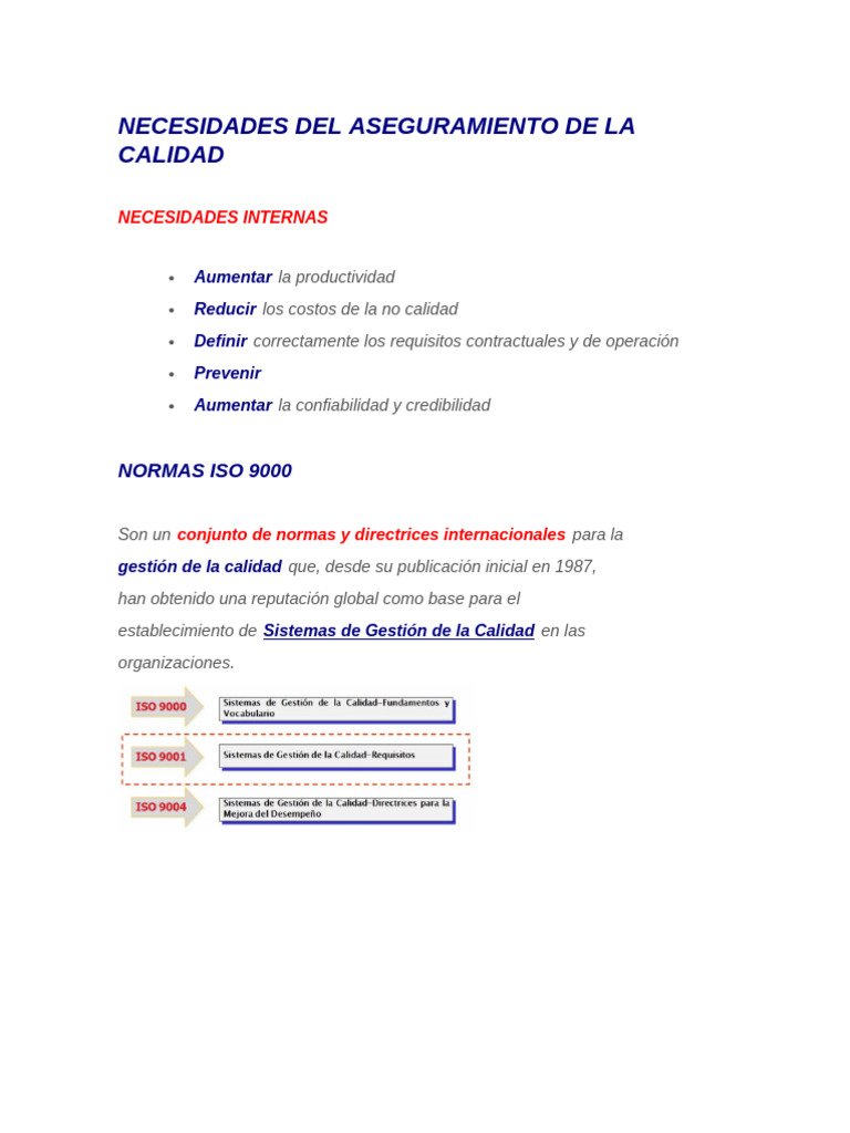 Aseguramiento de la Calidad y Normas ISO | PDF | Calidad (comercial ...