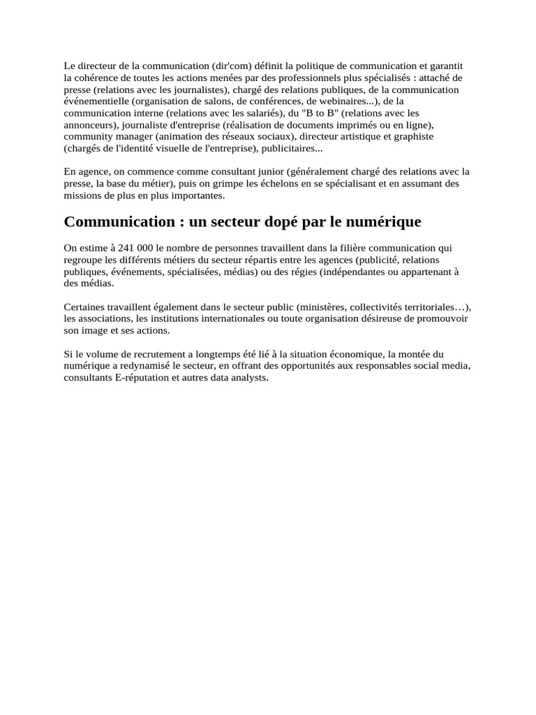 Rôle et évolution du directeur de la communication | PDF
