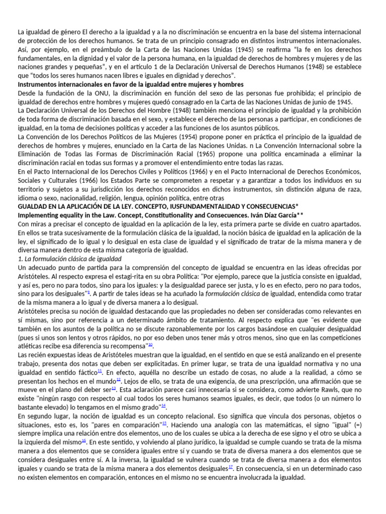 La Formulación Clásica de Igualdad | PDF | Igualdad social | Derechos ...