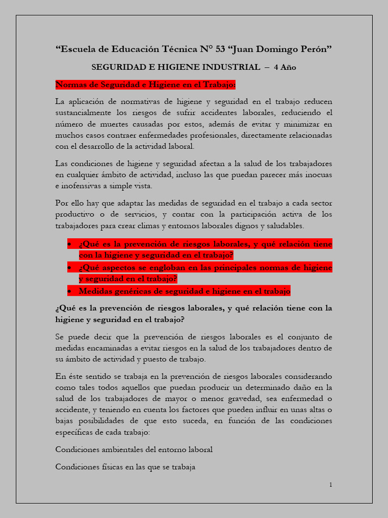 Normas de Seguridad e Higiene en El Trabajo | PDF | Seguridad y salud ...