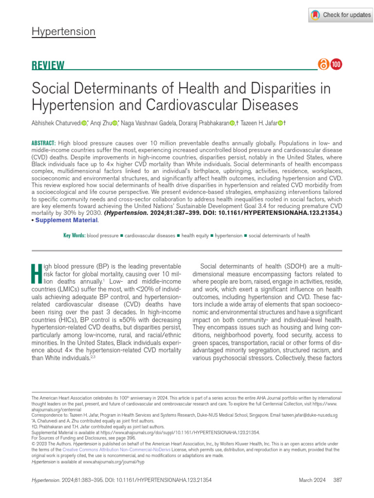 Social Determinants in Hypertension Disparities | PDF | Cardiovascular ...