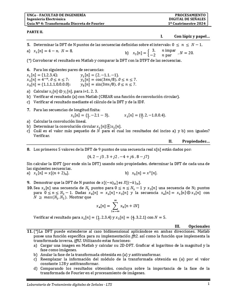 Guia 4 DSP 2024 - Parte II | PDF | Transformada discreta de Fourier ...