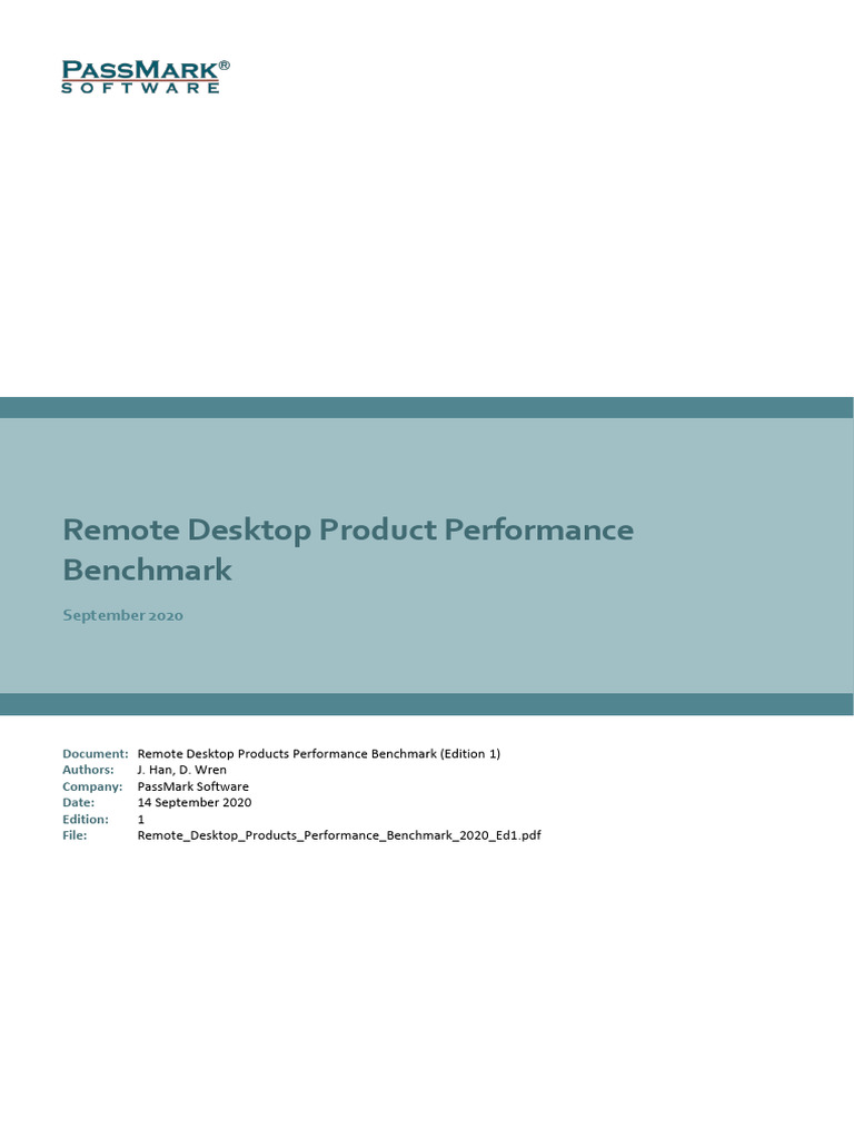 Remote Desktop Products Performance Benchmark 2020 Ed | PDF | Frame ...