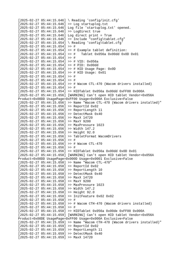 Wacom Tablet Configuration Log | PDF | Computer Hardware | Computing