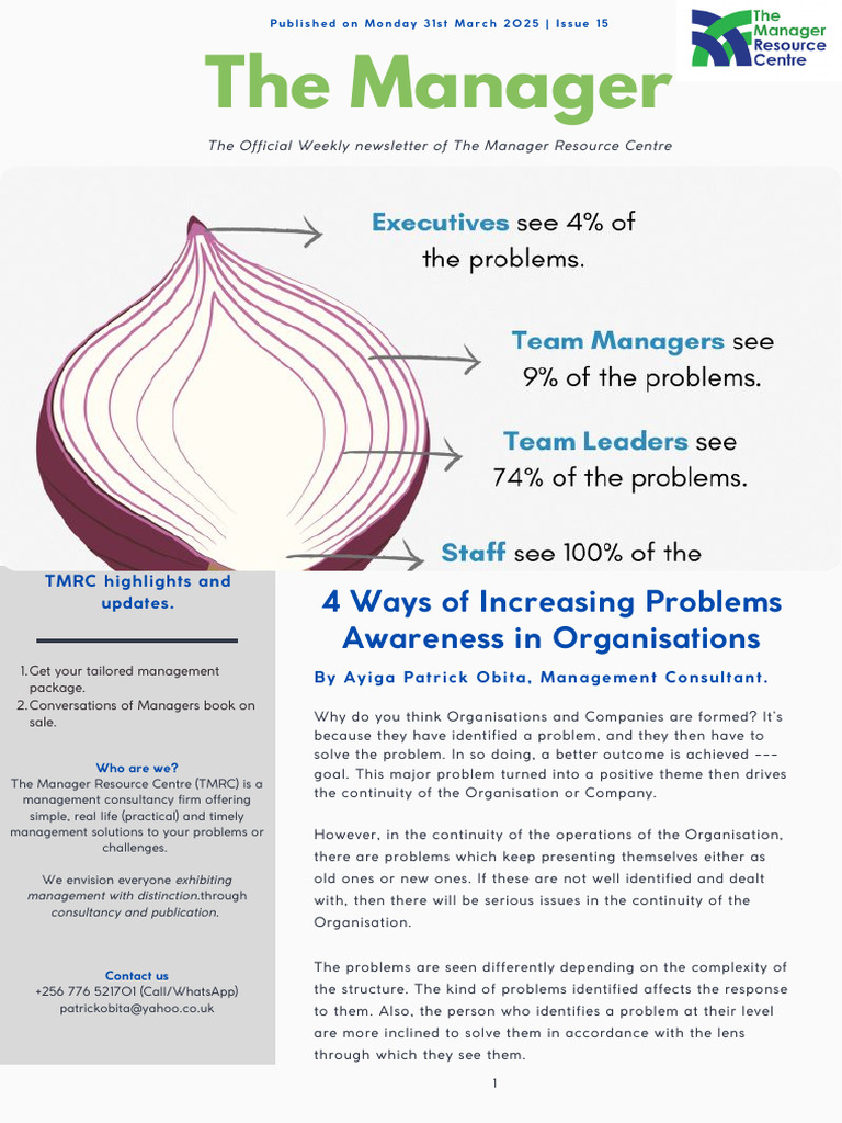 Enhancing Problem Awareness in Management | PDF | Business | Social ...