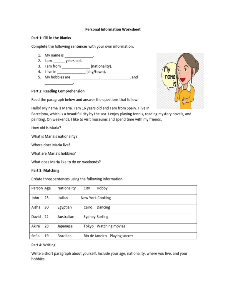 Personal Information Worksheet | PDF | Renewable Energy | Renewable ...