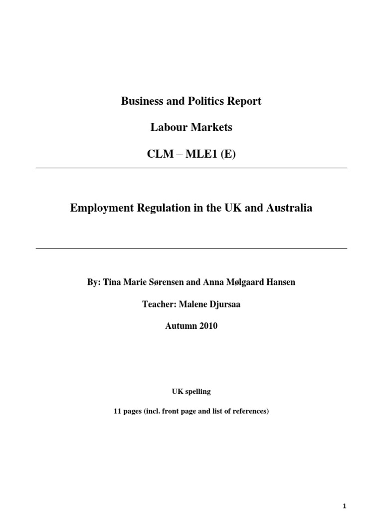 Report, Employment Regulation | PDF | Parental Leave | Employment