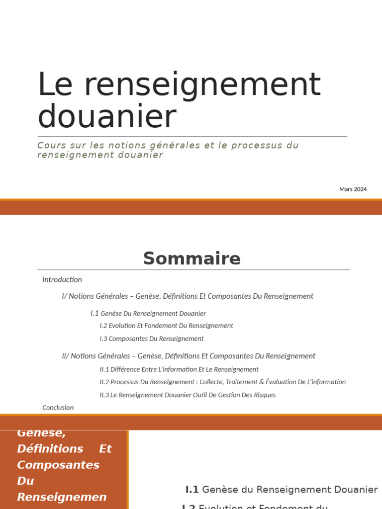 Renseignement douanier : définitions clés | PDF | Renseignement ...