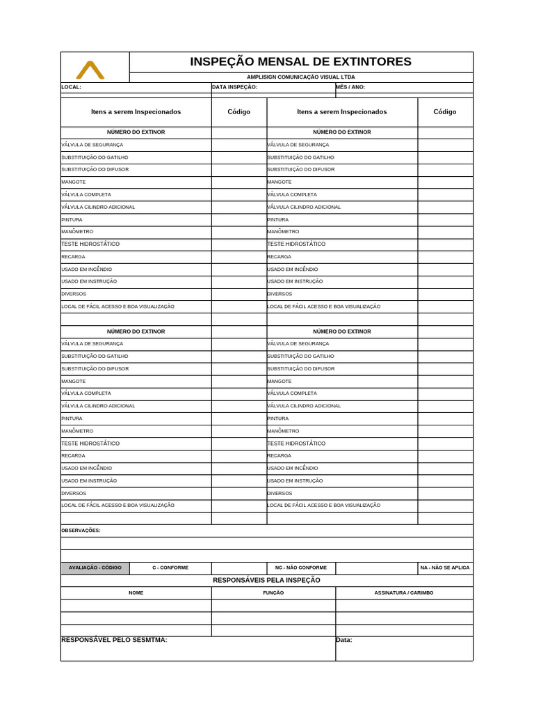 Inspeção Mensal de Extintores | PDF