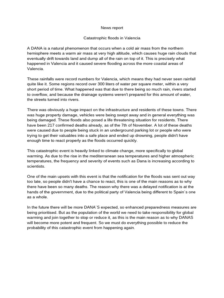 Catastrophic Floods Hit Valencia: DANA Impact | PDF | Flood | Climate ...