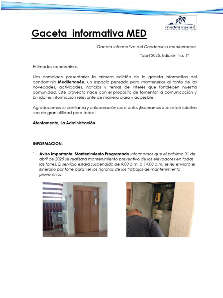 Gaceta Informativa Condominio Mediterranée | PDF
