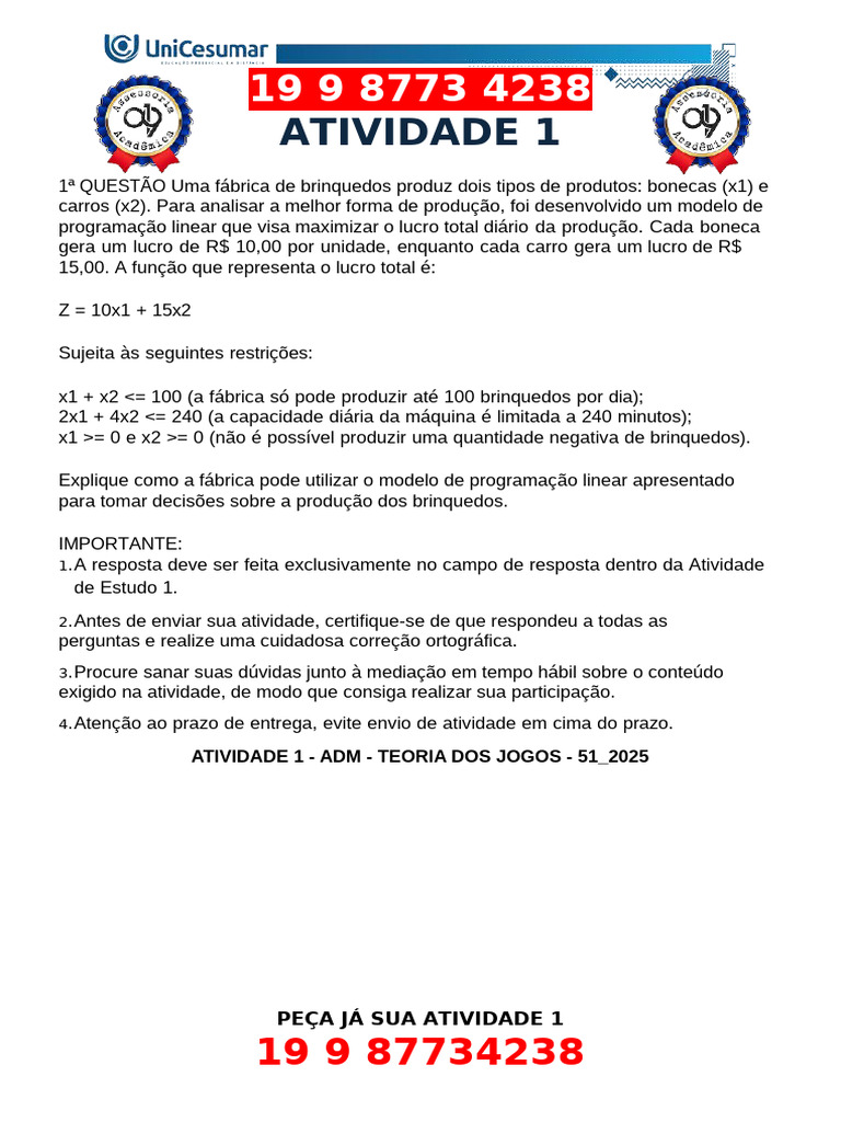 Maximização do Lucro em Fábrica de Brinquedos | PDF