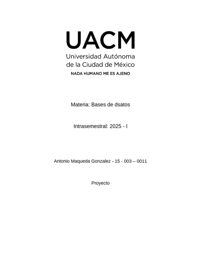 Reporte Proyecto DB | PDF | Datos | Modelo de datos