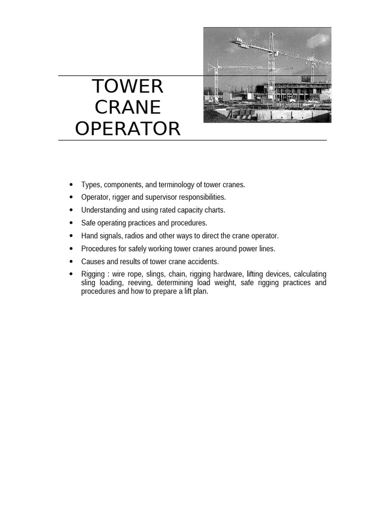 Tower Crane Operator Training Guide | PDF