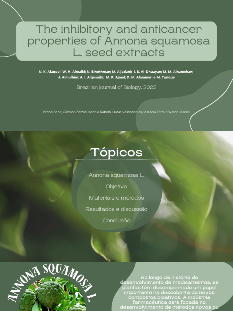 Propriedades Anticâncer de Annona squamosa | PDF | Câncer | Radical ...